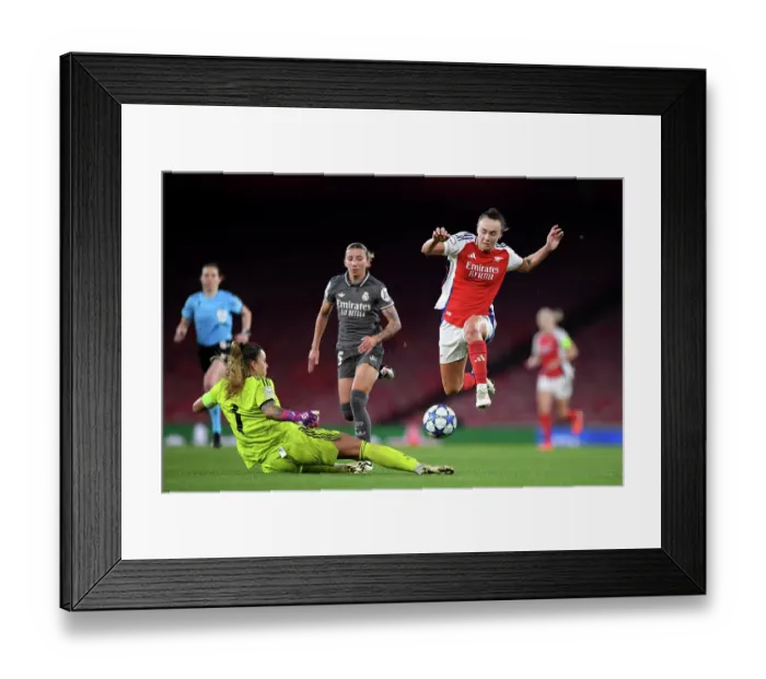 Framed Print : Arsenal FC v Real Madrid CF - UEFA Women's Champions League Quarter Finals Second Leg Arsenal FC v Real Madrid CF - UEFA Women's Champions League Quarter Finals Second Leg