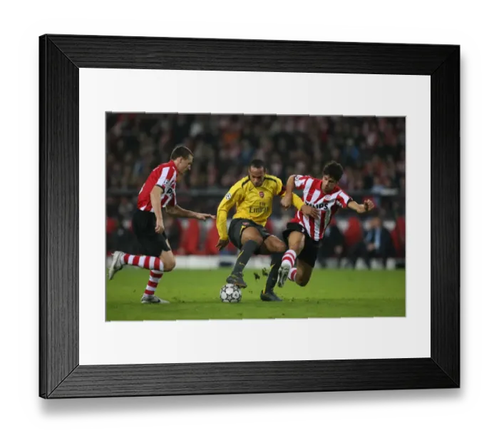 Framed Print : Thierry Henry (Arsenal) Timmy Simons and Manuel Da Costa (PSV)