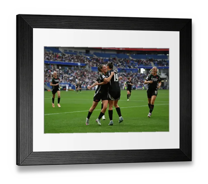 Framed Print : Olympique Lyonnais v Arsenal WFC - UEFA Women's Champions League Semi Final Second Leg Olympique Lyonnais v Arsenal WFC - UEFA Women's Champions League Semi Final Second Leg