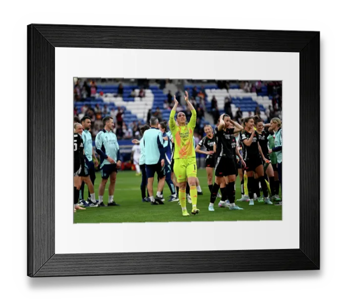 Framed Print : Olympique Lyonnais v Arsenal WFC - UEFA Women's Champions League Semi Final Second Leg Olympique Lyonnais v Arsenal WFC - UEFA Women's Champions League Semi Final Second Leg