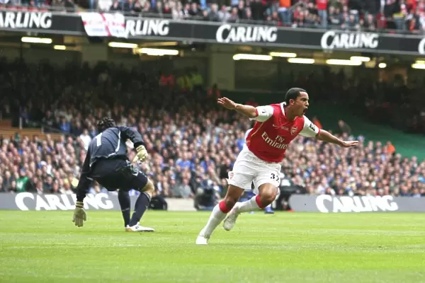 Theo Walcott celebrates scoring the Arsenal goal