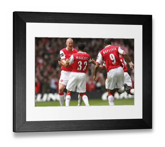 Framed Print : Theo Walcott's Double Celebration: Arsenal's Goal Against Chelsea in The Carling Cup Final (2007) with Philippe Senderos and Julio Baptista Framed Print : Theo Walcott's Double Celebration: Arsenal's Goal Against Chelsea in The Carling Cup Final (2007) with Philippe Senderos and Julio Baptista
