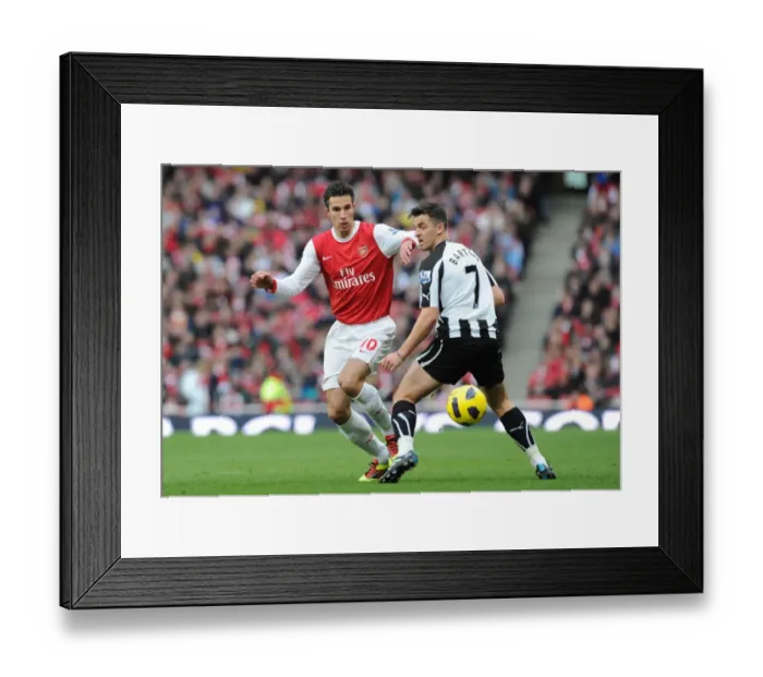 Framed Print : Robin van Persie (Arsenal) Joey Barton (Newcastle). Arsenal 0: 1 Newcastle United