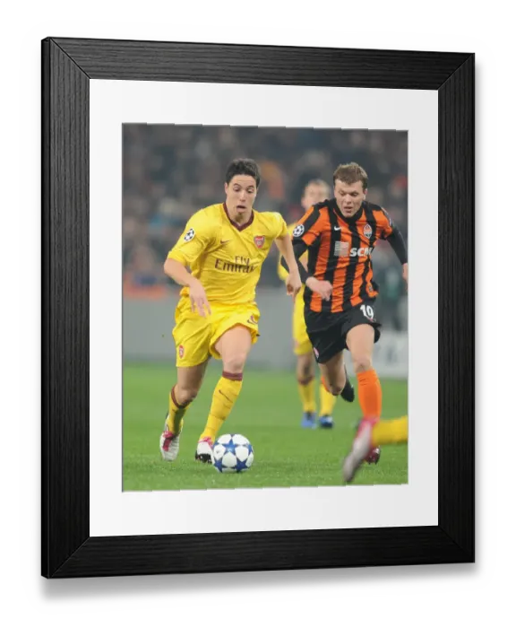 Framed Print : Samir Nasri (Arsenal) Olexiy Gai (Shakhtar). Shakhtar Donetsk 2: 1 Arsenal