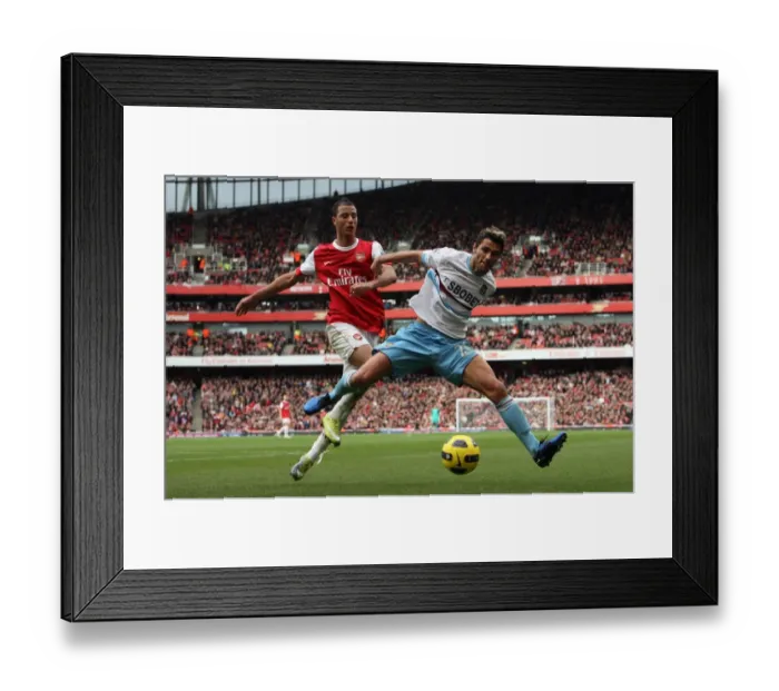 Framed Print : Marouane Chamakh (Arsenal) Valon Behrami (West Ham). Arsenal 1: 0 West Ham United