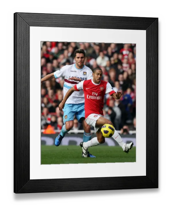 Framed Print : Gael Clichy (Arsenal) Valon Behrami (West Ham). Arsenal 1: 0 West Ham United