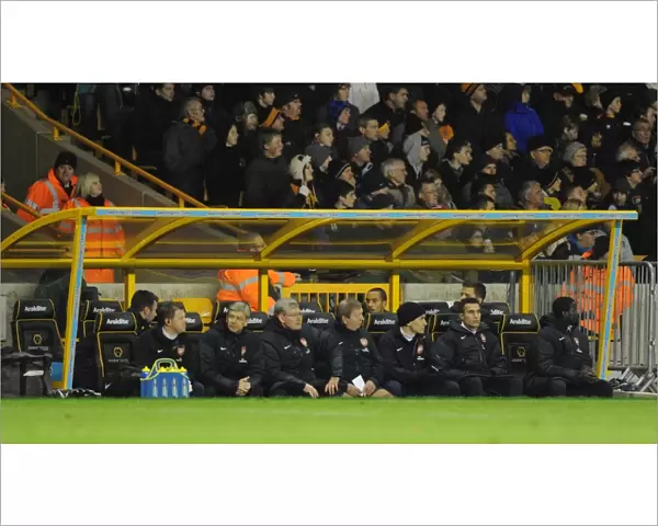 The Arsenal bench during the match. Wolverhampton Wanderers 0: 2 Arsenal