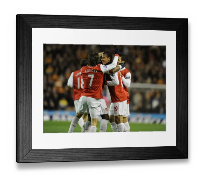 Framed Print : Marouane Chamakh celebrates scoring the 1st Arsenal goal with Tomas Rosicky