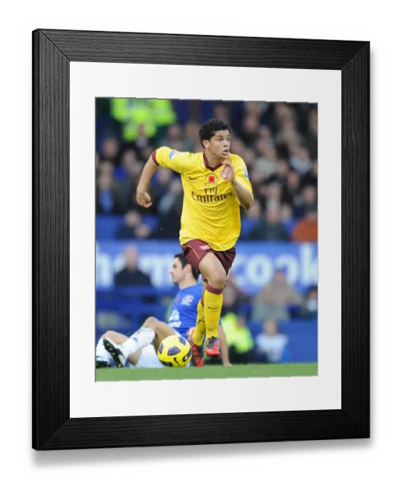 Framed Print : Denilson (Arsenal). Everton 1: 2 Arsenal, Barclays Premier League, Goodison Park
