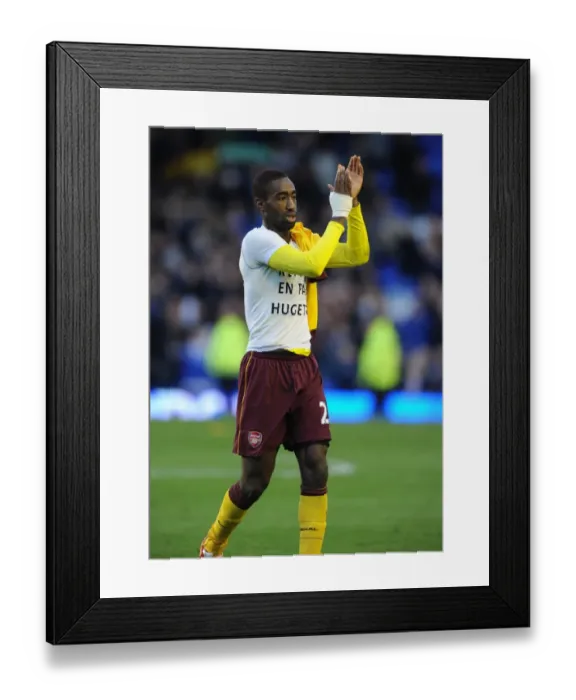 Framed Print : Johan Djourou Celebrates Arsenal's Win at Everton, Barclays Premier League, 2010