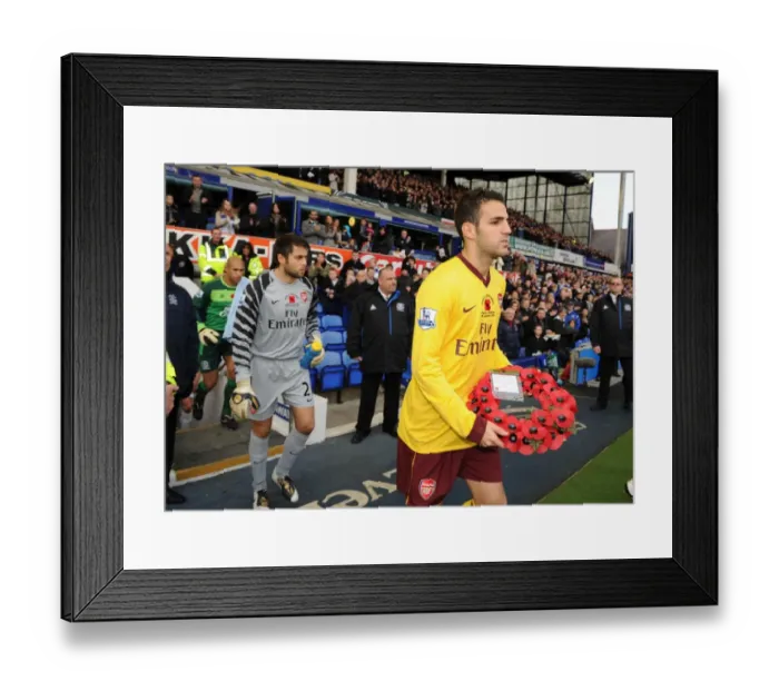 Framed Print : Cesc Fabregas Leads Arsenal to Victory: Everton 1-2 Arsenal, Premier League, Goodison Park, 2010