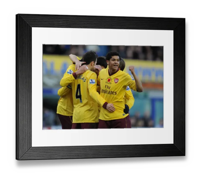 Framed Print : Cesc Fabregas's Brace: Arsenal's Victory Moment vs. Everton with Chamakh, Nasri, Arshavin, and Denilson Framed Print : Cesc Fabregas's Brace: Arsenal's Victory Moment vs. Everton with Chamakh, Nasri, Arshavin, and Denilson