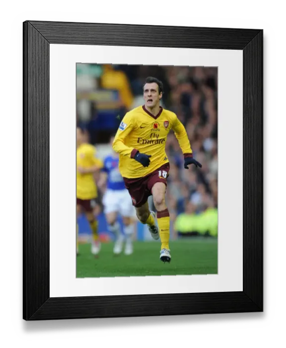 Framed Print : Sebastien Squillaci (Arsenal). Everton 1: 2 Arsenal, Barclays Premier League
