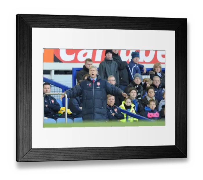 Framed Print : Arsenal manager Arsene Wenger. Everton 1: 2 Arsenal, Barclays Premier League Framed Print : Arsenal manager Arsene Wenger. Everton 1: 2 Arsenal, Barclays Premier League