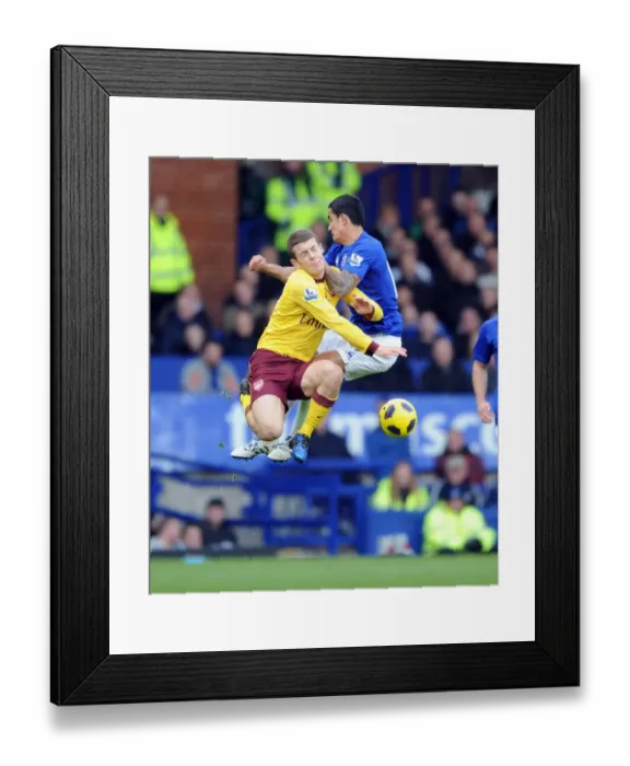 Framed Print : Jack Wilshere vs. Tim Cahill: Arsenal's Victory over Everton in the Barclays Premier League, 14 / 11 / 2010