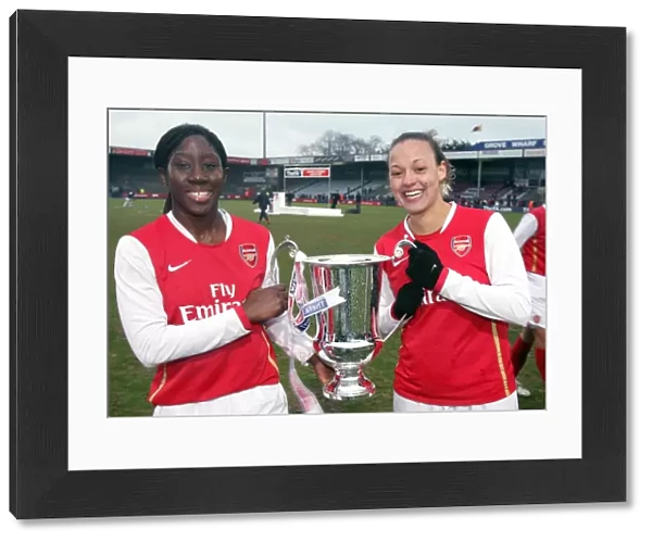 Anita Asante and Lianne Sanderson (Arsenal) with the League Cup Trophy