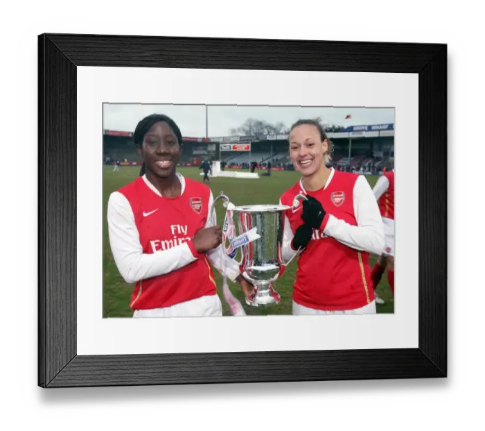 Framed Print : Anita Asante and Lianne Sanderson (Arsenal) with the League Cup Trophy Framed Print : Anita Asante and Lianne Sanderson (Arsenal) with the League Cup Trophy