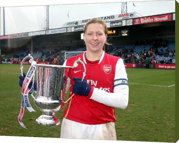 Jayne Ludlow (Arsenal) with the League Cup Trophy