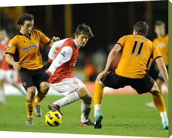 Tomas Rosicky (Arsenal) Stephen Hunt and Stephen Ward (Wolves). Wolverhampton Wanderers 0