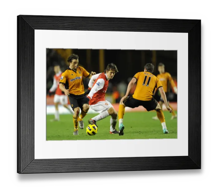 Framed Print : Tomas Rosicky (Arsenal) Stephen Hunt and Stephen Ward (Wolves). Wolverhampton Wanderers 0