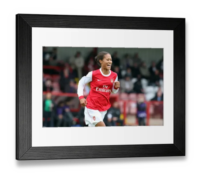 Framed Print : Rachel Yankey celebrates scoring a goal for Arsenal. Arsenal Ladies 9: 0 ZFK Masinac Framed Print : Rachel Yankey celebrates scoring a goal for Arsenal. Arsenal Ladies 9: 0 ZFK Masinac