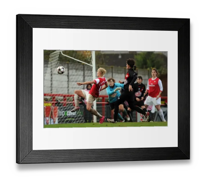 Framed Print : Katie Chapman Scores Arsenal's Fourth Goal: Arsenal Ladies 4:1 Rayo Vallecano, UEFA Champions League