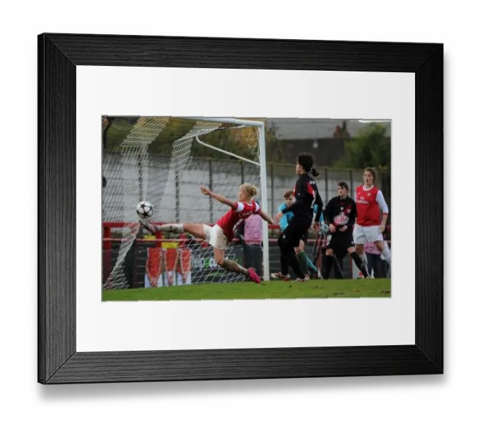 Framed Print : Katie Chapman scores Arsenals 4th goal. Arsenal Ladies 4: 1 Rayo Vallecano Framed Print : Katie Chapman scores Arsenals 4th goal. Arsenal Ladies 4: 1 Rayo Vallecano