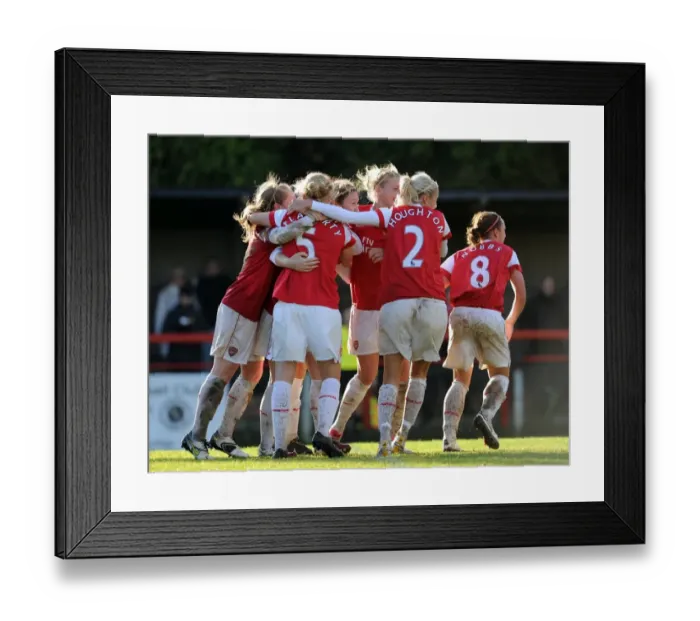 Framed Print : Ciara Grant celebrates scoring Arsenals 3rd goal. Arsenal Ladies 4: 1 Rayo Vallecano