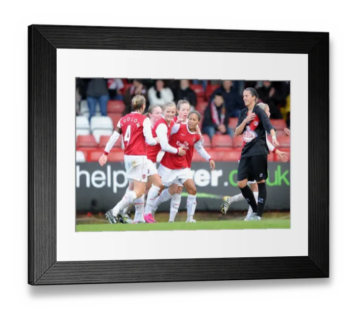 Framed Print : Rachel Yankey celebrates scoring Arsenals 1st goal. Arsenal Ladies 4
