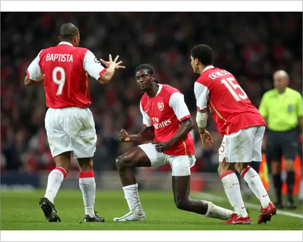 Emmanuel Adebyor celebrates Arsenals goal