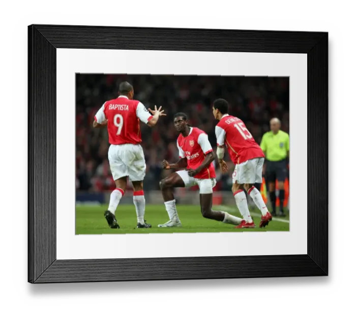 Framed Print : Emmanuel Adebyor celebrates Arsenals goal Framed Print : Emmanuel Adebyor celebrates Arsenals goal
