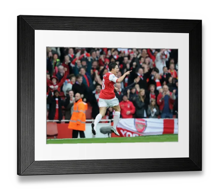 Framed Print : Samir Nasri celebrates scoring Arsenals 1st goal. Arsenal 2: 3 Tottenham Hotspur