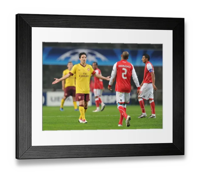 Framed Print : Samir Nasri (Arsenal) Alberto Rodriguez (Braga). SC Braga 2: 0 Arsenal, UEFA Champions League