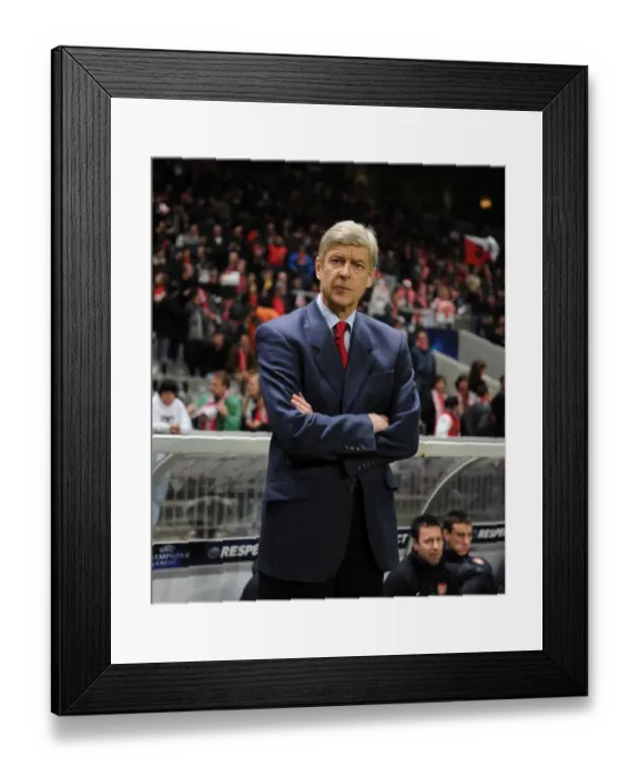 Framed Print : Arsenal manager Arsene Wenger. SC Braga 2: 0 Arsenal, UEFA Champions League Framed Print : Arsenal manager Arsene Wenger. SC Braga 2: 0 Arsenal, UEFA Champions League