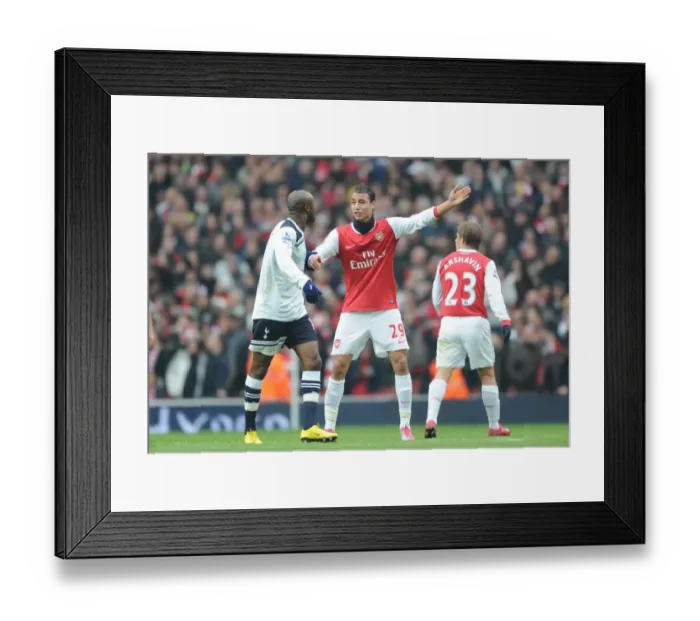 Framed Print : Heartbreaking Rivalry: Chamakh vs Gallas in the Intense Arsenal vs Tottenham Clash (3-2 in Favor of Spurs, Premier League 2010)