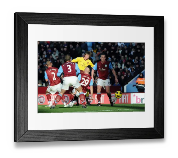 Framed Print : Andrey Arshavin scores Arsenals 1st goal under pressure from James Collins (Villa)