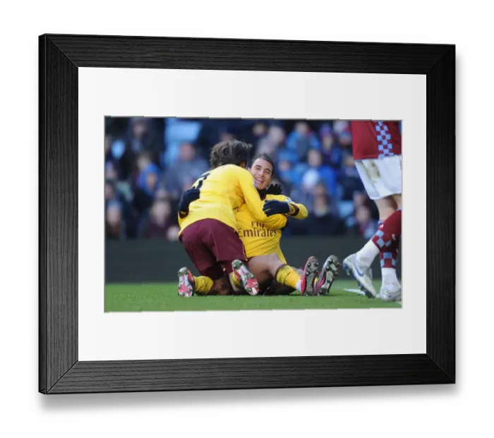 Framed Print : Chamakh and Rosicky: Celebrating Arsenal's 3rd Goal in Aston Villa's Villa Park (3:2 BPL Victory) Framed Print : Chamakh and Rosicky: Celebrating Arsenal's 3rd Goal in Aston Villa's Villa Park (3:2 BPL Victory)