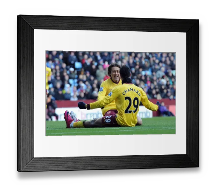 Framed Print : Marouane Chamakh celebrates scoring Arsenals 3rd goal with Tomas Rosicky Framed Print : Marouane Chamakh celebrates scoring Arsenals 3rd goal with Tomas Rosicky