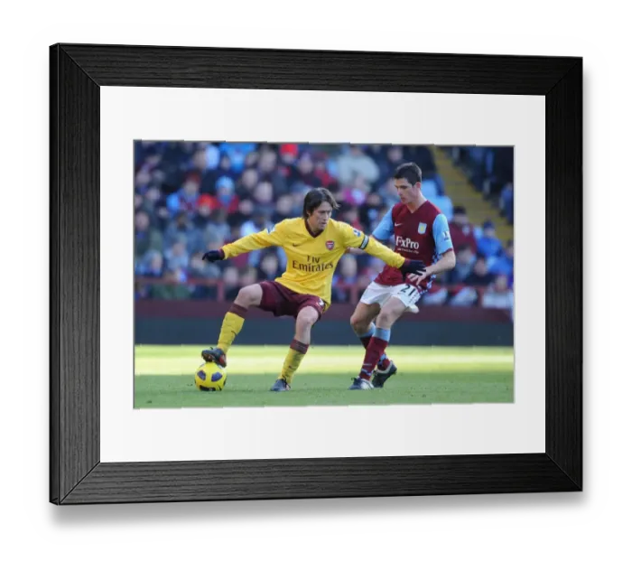Framed Print : Tomas Rosicky (Arsenal) Ciaran Clark (Villa). Aston Villa 2: 4 Arsenal. Barclays Premier League Framed Print : Tomas Rosicky (Arsenal) Ciaran Clark (Villa). Aston Villa 2: 4 Arsenal. Barclays Premier League