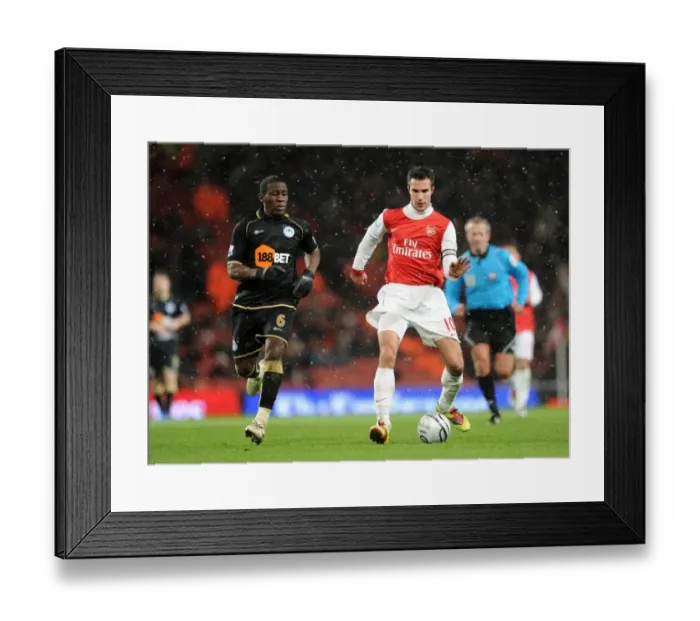 Framed Print : Robin van Persie (Arsenal) Hendry Thomas (Wigan). Arsenal 2: 0 Wigan Athletic