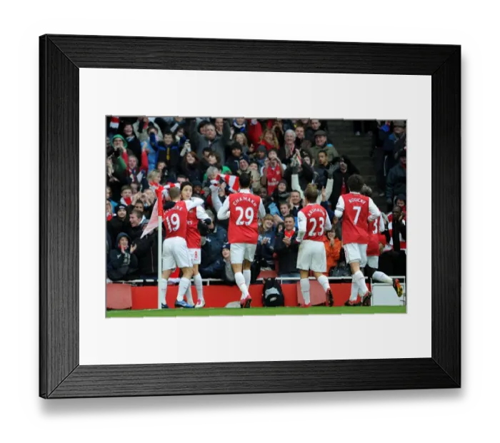 Framed Print : Samir Nasri celebrates scoring Arsenals 1st goal with his team mates Framed Print : Samir Nasri celebrates scoring Arsenals 1st goal with his team mates