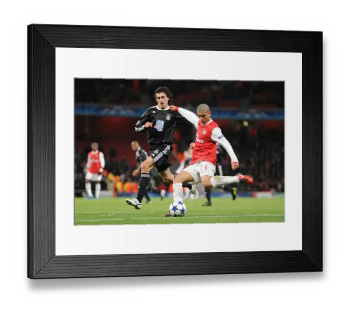 Framed Print : Denilson (Arsenal) Stefan Savic (Partizan). Arsenal 3: 1 Partizan Belgrade Framed Print : Denilson (Arsenal) Stefan Savic (Partizan). Arsenal 3: 1 Partizan Belgrade