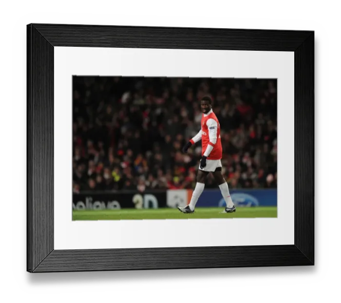 Framed Print : Arsenal's Emmanuel Eboue Celebrates Goal Against Partizan Belgrade in UEFA Champions League (3:1)