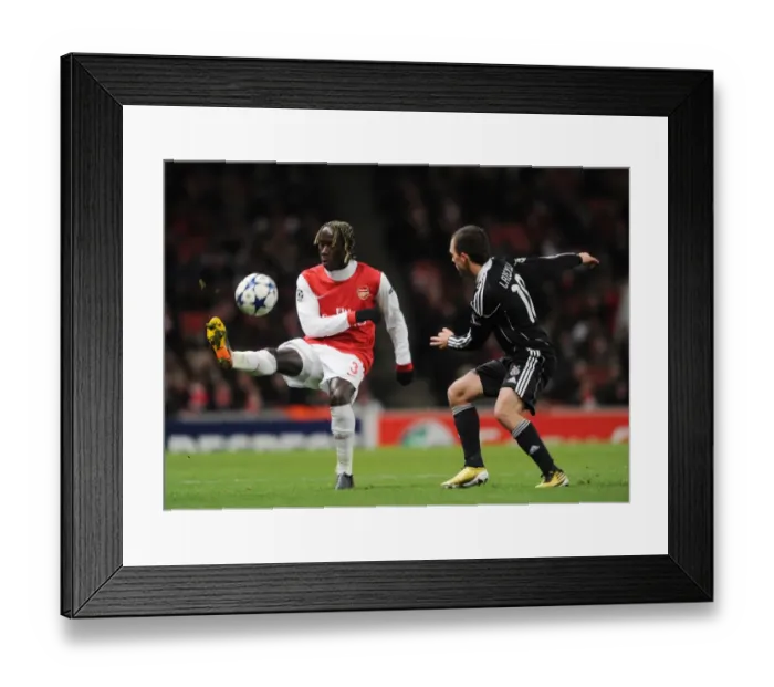 Framed Print : Bacary Sagna (Arsenal) Aleksandar Lazevski (Partizan). Arsenal 3: 1 Partizan Belgrade