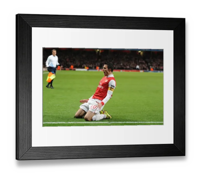 Framed Print : Robin van Persie's Historic Penalty: Arsenal's First Champions League Goal vs. Partizan Belgrade (8 / 12 / 2010)