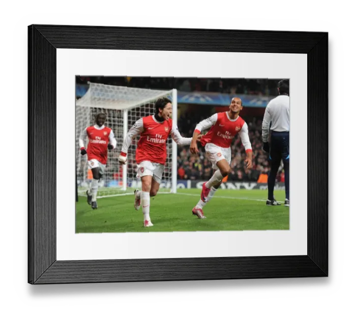 Framed Print : Theo Walcott and Samir Nasri: Celebrating Arsenal's 2nd Goal in a 3-1 Victory over Partizan Belgrade, UEFA Champions League, Emirates Stadium Framed Print : Theo Walcott and Samir Nasri: Celebrating Arsenal's 2nd Goal in a 3-1 Victory over Partizan Belgrade, UEFA Champions League, Emirates Stadium