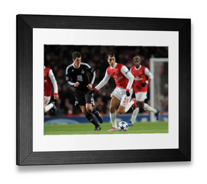 Framed Print : Marouane Chamakh (Arsenal) Radosav Petrovic (Partizan). Arsenal 3: 1 Partizan Belgrade