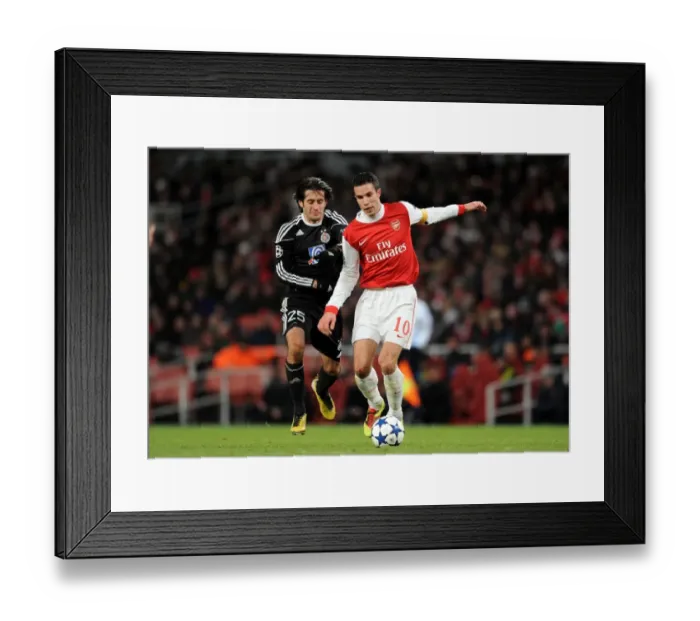 Framed Print : Robin van Persie (Arsenal) Stefan Babovic (Partizan). Arsenal 3: 1 Partizan Belgrade