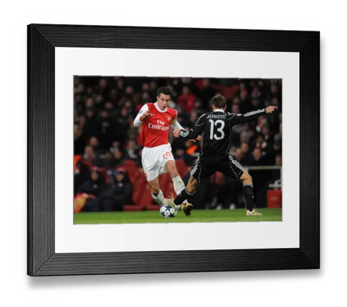 Framed Print : Robin van Persie (Arsenal) Marko Jovanovic (Partizan). Arsenal 3: 1 Partizan Belgrade Framed Print : Robin van Persie (Arsenal) Marko Jovanovic (Partizan). Arsenal 3: 1 Partizan Belgrade