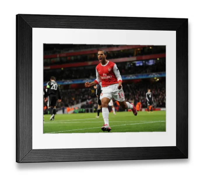 Framed Print : Theo Walcott celebrates scoring Arsenals 2nd goal. Arsenal 3: 1 Partizan Belgrade Framed Print : Theo Walcott celebrates scoring Arsenals 2nd goal. Arsenal 3: 1 Partizan Belgrade